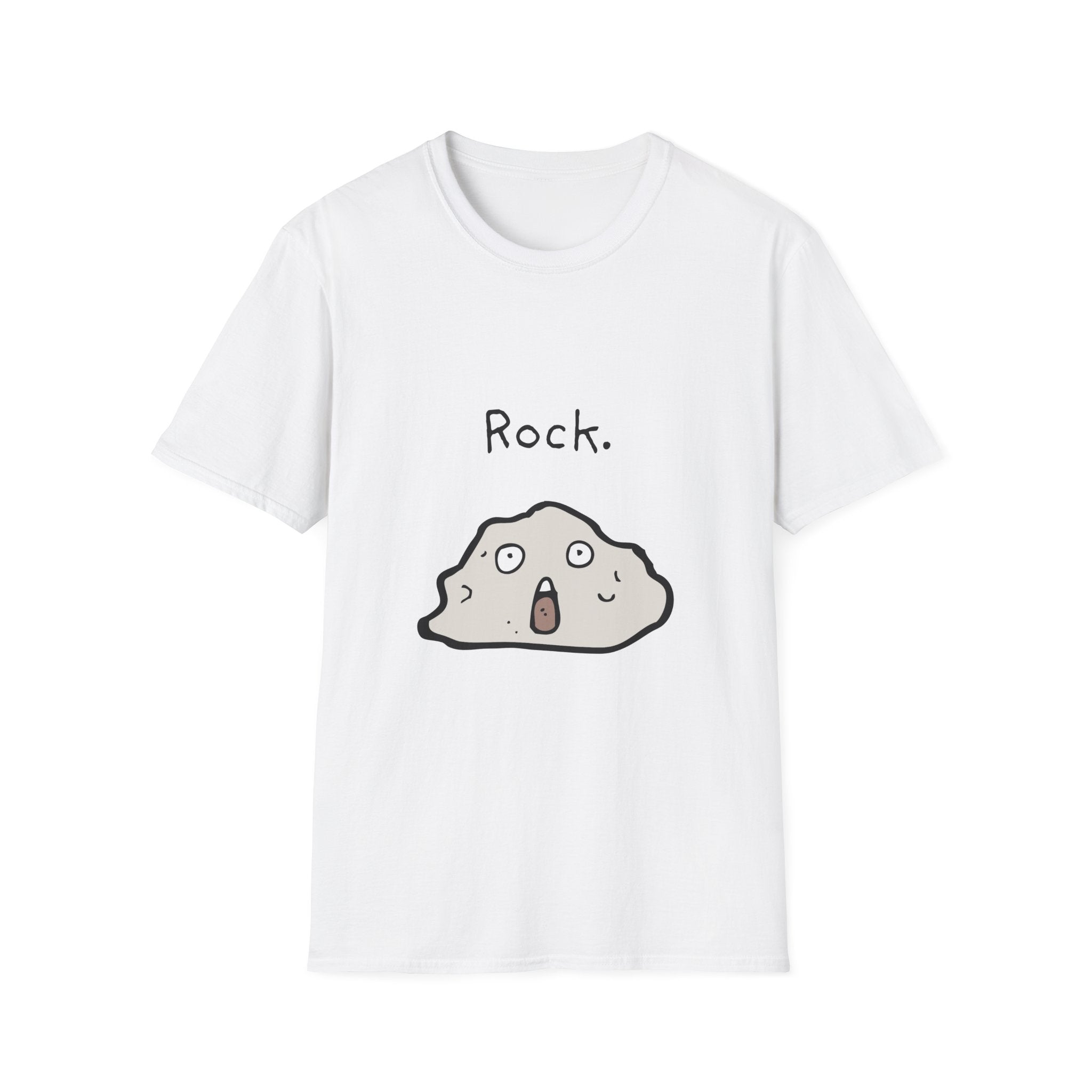 Rock Moods. Scared Cartoon Rock T-Shirt – Funny "Rock." Graphic Tee for Stone Lovers & Gift