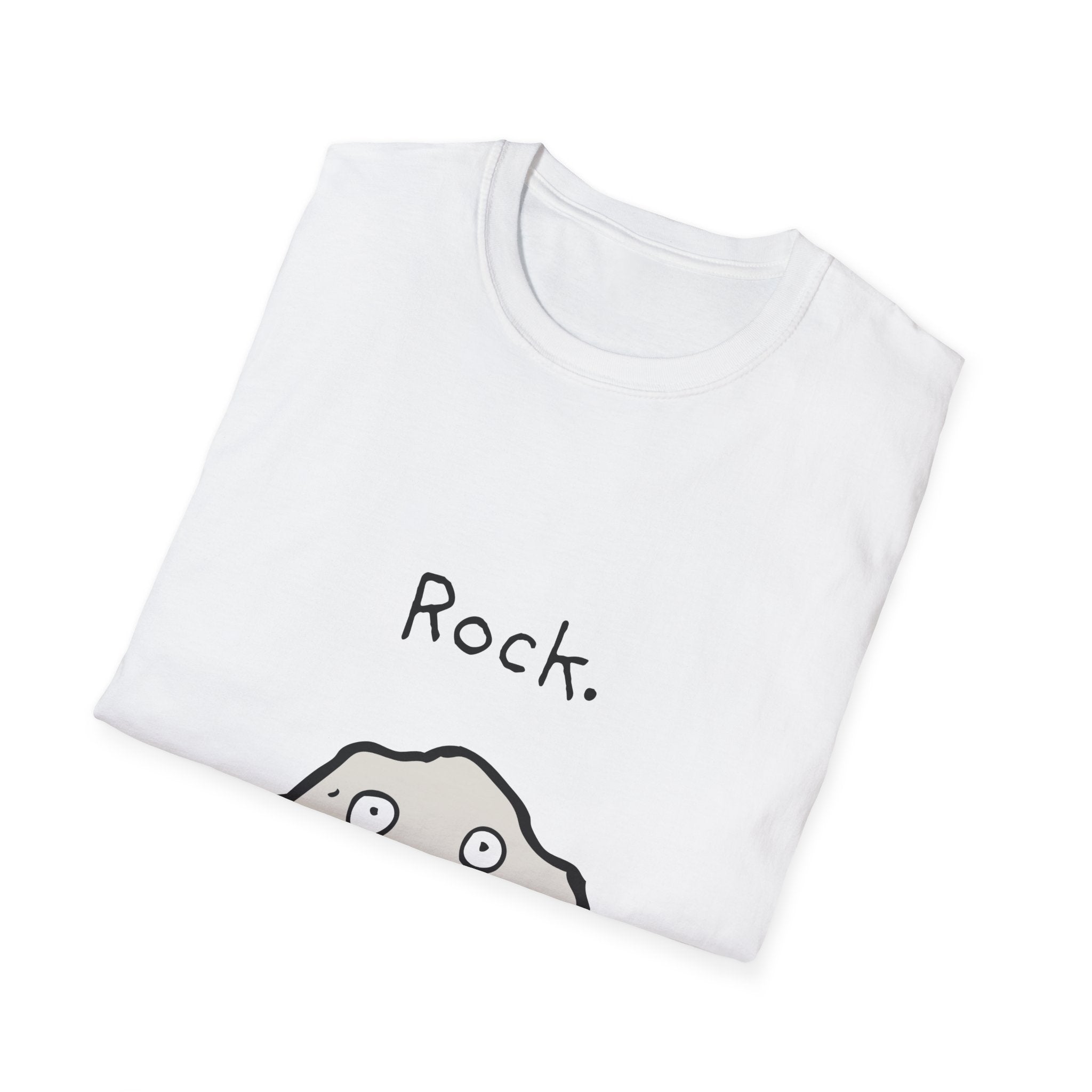 Rock Moods. Scared Cartoon Rock T-Shirt – Funny "Rock." Graphic Tee for Stone Lovers & Gift